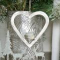 Floristik24 Teelichthalter im Herz, Kerzendeko zum Hängen, Hochzeit, Adventsdeko aus Metall Silbern H17,5cm