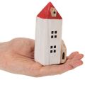 Deko Holzhaus Set Rotweiß mehrteilig Winterdeko 13cm 6St | Floristik24.de