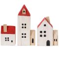 Deko Holzhaus Set Rotweiß mehrteilig Winterdeko 13cm 6St | Floristik24.de