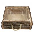 Floristik24 Holzkasten Natur mit Seilgriffen 25x25cm H9cm