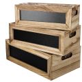 Floristik24 Kiste aus Holz mit Tafel zum Beschriften 3er-Set 36cm