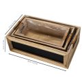 Kiste aus Holz mit Tafel zum Beschriften 3er-Set 36cm | Floristik24.de
