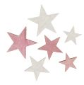 Floristik24 Holzstern 3-5cm Pink/Weiß mit Glitter 24St