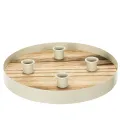 Floristik24 Kerzenhalter für vier Stabkerzen Rund Holztablett 25cm