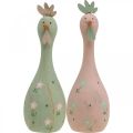 Floristik24 Deko Huhn Holz Rosa, Grün Osterdeko Figur Ø5cm H15cm 2St