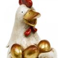 Floristik24 Osterhuhn, Deko-Henne, Huhn mit goldenen Eiern, Osterfigur H24cm