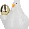 Floristik24 Deko Huhn mit goldenem Ei, Osterfigur Porzellan, Osterdeko Henne H12cm 2St