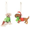Floristik24 Hund Weihnachtsanhänger Dekohänger Hund mit Schal und Mütze 12cm 2St
