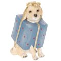 Floristik24 Dekofigur Hund sitzend Welpe im Geschenkpaket 20cm