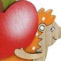 Herbstfigur, Igel mit Apfel und Pilz, Holzdeko Orange/Rot H24/23,5cm 2er-Set