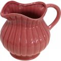 Floristik24 Dekorative Vase, Krug mit Griff Keramik Weiß, Rosa, Rot H14,5cm 3St