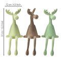 Kantenhocker Elch Deko beflockt Grün Braun Mint 31cm 3 St | Floristik24.de