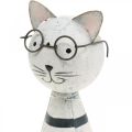 Katze mit Brille, Dekofigur zum Stellen, Katzenfigur Metall Schwarz-Weiß H16cm Ø7cm