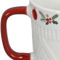 Keramik Weihnachtstasse mit Strickmuster und festlichem Dekor 9cm - Rot-Weiß 2St | Floristik24.de