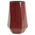 Keramik Vase Blumenvase Rot Sechseckig Ø14,5cm H21,5cm