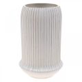 Floristik24 Keramik Vase mit Rillen Weiß Keramikvase Ø13cm H20cm