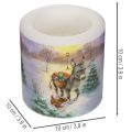 Stumpenkerze Winterlandschaft mit Esel und Hund-Motiv 10cm | Floristik24.de