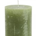 Durchgefärbte Kerzen Olivgrün Stumpenkerzen 70×120mm 4St