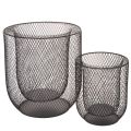 Floristik24 Kerzenhalter Schwarz Metall Drahtkorb Ø28,5/18cm 2er-Set