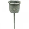 Floristik24 Kerzenhalter zum Stecken Shabby Chic Grau Ø3cm H8,5cm 8 St