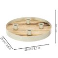 Kerzenhalter für vier Stabkerzen Rund Holztablett 25cm | Floristik24.de