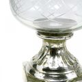 Windlicht Glas mit Sockel Antik Optik Silbern Ø17cm H31,5cm