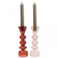 Floristik24 Kerzenhalter Glas Kerzenständer Rosa/Rose Ø5-6cm H19cm 2St
