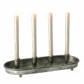 Floristik24 Kerzen-Tablett oval für 4 Kerzen Antik Silbern Metall  40×17cm