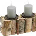 Floristik24 Tischdeko Advent Birke Kerzenständer Holz 45×8cm H9cm