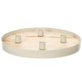 Floristik24 Kerzentablett aus Holz rund für vier Stabkerzen 30cm