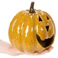Keramik Kürbis mit Gesicht LED Dekoration Halloween 19cm | Floristik24.de