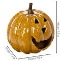 Keramik Kürbis mit Gesicht LED Dekoration Halloween 19cm | Floristik24.de