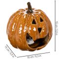 Keramik Kürbis Halloween LED Dekoration 15cm | Floristik24.de