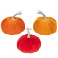 Floristik24 Stoff Kürbis als Tischdeko Herbstdeko 13cm 3St