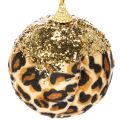 Weihnachtskugel Leopard Muster mit goldenem Glitzer 7cm 3St | Floristik24.de