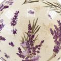 Floristik24 Keramik Kugel mit Lavendel Motiv Keramik Deko Lila Creme 12cm