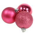 Floristik24 Kunststoff-Weihnachtskugeln Pink Ø6cm 10St