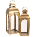 Floristik24 Laterne Metall Glas Metall Messing Optik H50cm 2er-Set