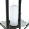 Deko Laterne Schwarz Metall, Glas rechteckig Windlicht 19x15x30,5cm