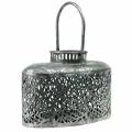 Floristik24 Laterne oval Antik Optik Metall Silbern 15×28cm H19cm