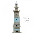 Leuchtturm zum Stellen, Maritime Holzdeko Natur, Blau-Weiß Shabby Chic H54cm