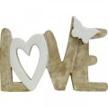 Floristik24 Tischdekoration „Love“, Holzdeko mit Herz und Schmetterling Natur, Weiß L24cm H17,5cm