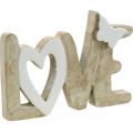 Floristik24 Tischdekoration „Love“, Holzdeko mit Herz und Schmetterling Natur, Weiß L24cm H17,5cm