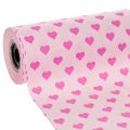 Floristik24 Manschettenpapier mit Herzmotiv Rosa 25cm 100m