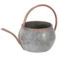 Floristik24 Metall Dekokanne Vintage Landhausstil, Gartendeko Gießkanne zum Bepflanzen, Silber Kupfer L41cm Ø26cm H30cm