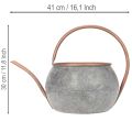 Metall Dekokanne Vintage Landhausstil, Gartendeko Gießkanne zum Bepflanzen, Silber Kupfer L41cm Ø26cm H30cm | Floristik24.de