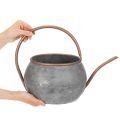 Metall Dekokanne Vintage Landhausstil, Gartendeko Gießkanne zum Bepflanzen, Silber Kupfer L41cm Ø26cm H30cm | Floristik24.de