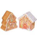 Floristik24 Weihnachtsdose Keksdose Tannenbaum und Haus Lebkuchenoptik 14cm 2St