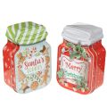 Floristik24 Metalldose Keksdose Weihnachtsmotiv im Keksglas-Design 15cm 2St