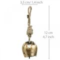 Floristik24 Metallglocken zum Hängen, Landhausdeko, Kuhschellen Golden, Antik-Look 5×3,5cm 12St